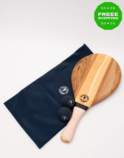 RRP€275 FRESCOBOL CARIOCA Set di mazze da beach tennis in legno e due palline