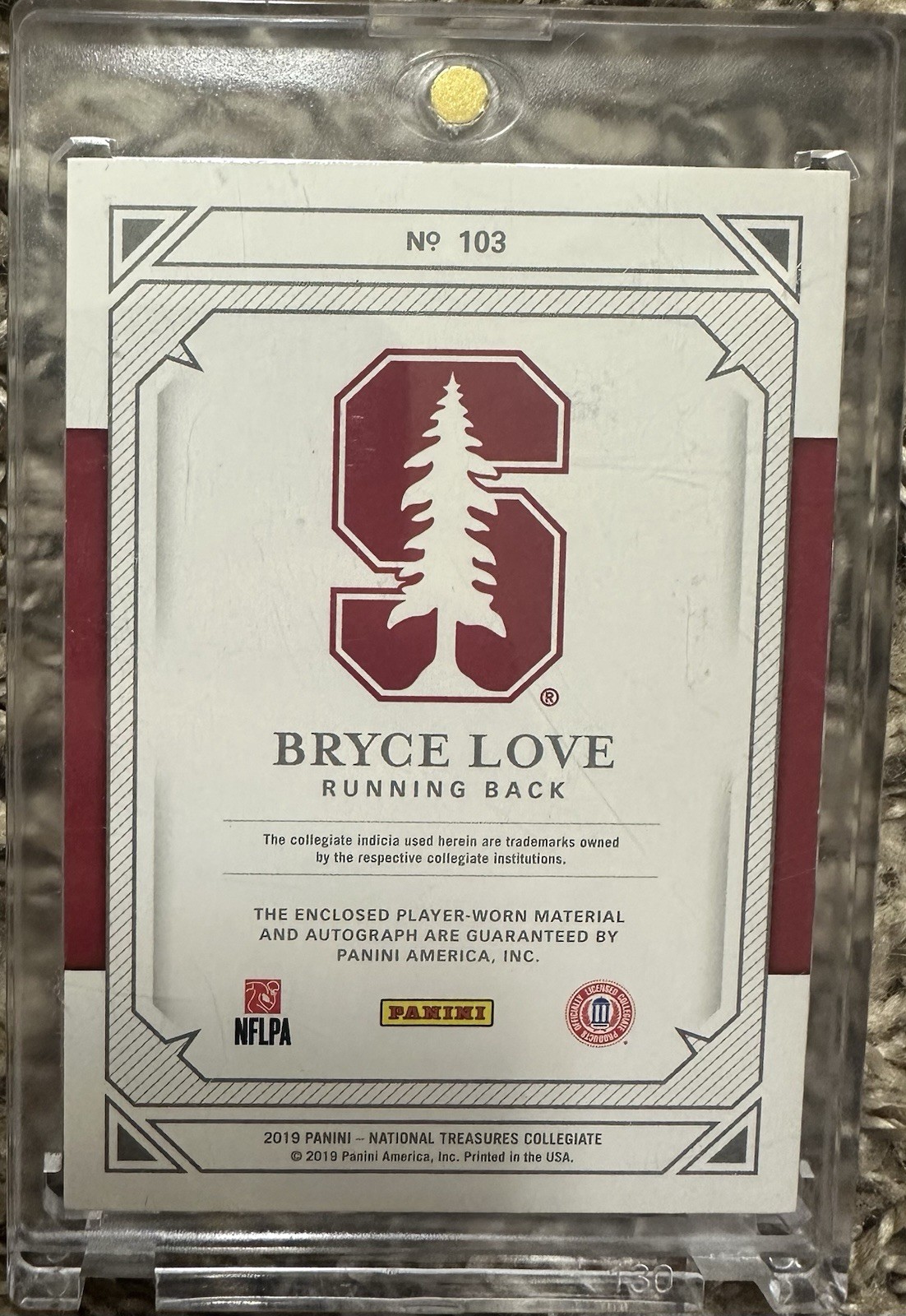 2019 National Treasures Bryce Love Rookie Logo Patch Auto #1/1 Read Description view 3
