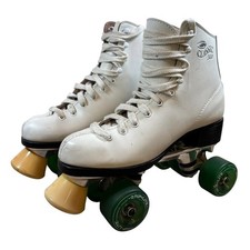 Vintage Roller Derby Classic 300 White Leather Speed Roller Skates Womens Size 7