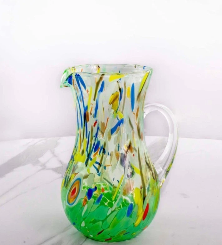 Set di caraffa d'acqua e vetro da comodino, 440 ml, caraffa in vetro vintage con tazza, in vetro trasparente, per succhi d'acqua, caraffa per acqua notturna, trasparente
