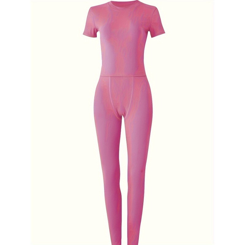 Womens 2pcs Sets Sleeves Sports Playsuit Jumpsuit,Short Exercise Bodycon Yoga