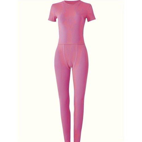 Womens 2pcs Sets Sleeves Sports Playsuit Jumpsuit,Short Exercise Bodycon Yoga - Picture 24 of 33