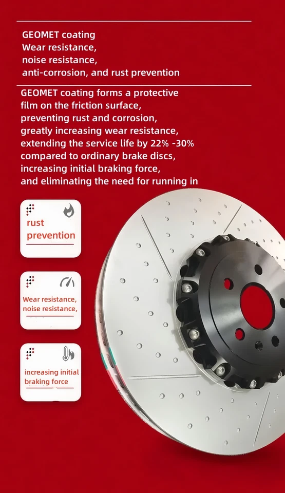 Front Disc 2 Pieces Floating Slotted Brake Rotors for 2008-2013 BMW 135i - Image 3 of 4