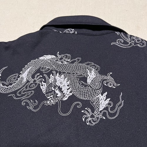 Vintage Solo Semore Dragon Print Button Up Shirt Mens Size Large Black Casual - Picture 8 of 9