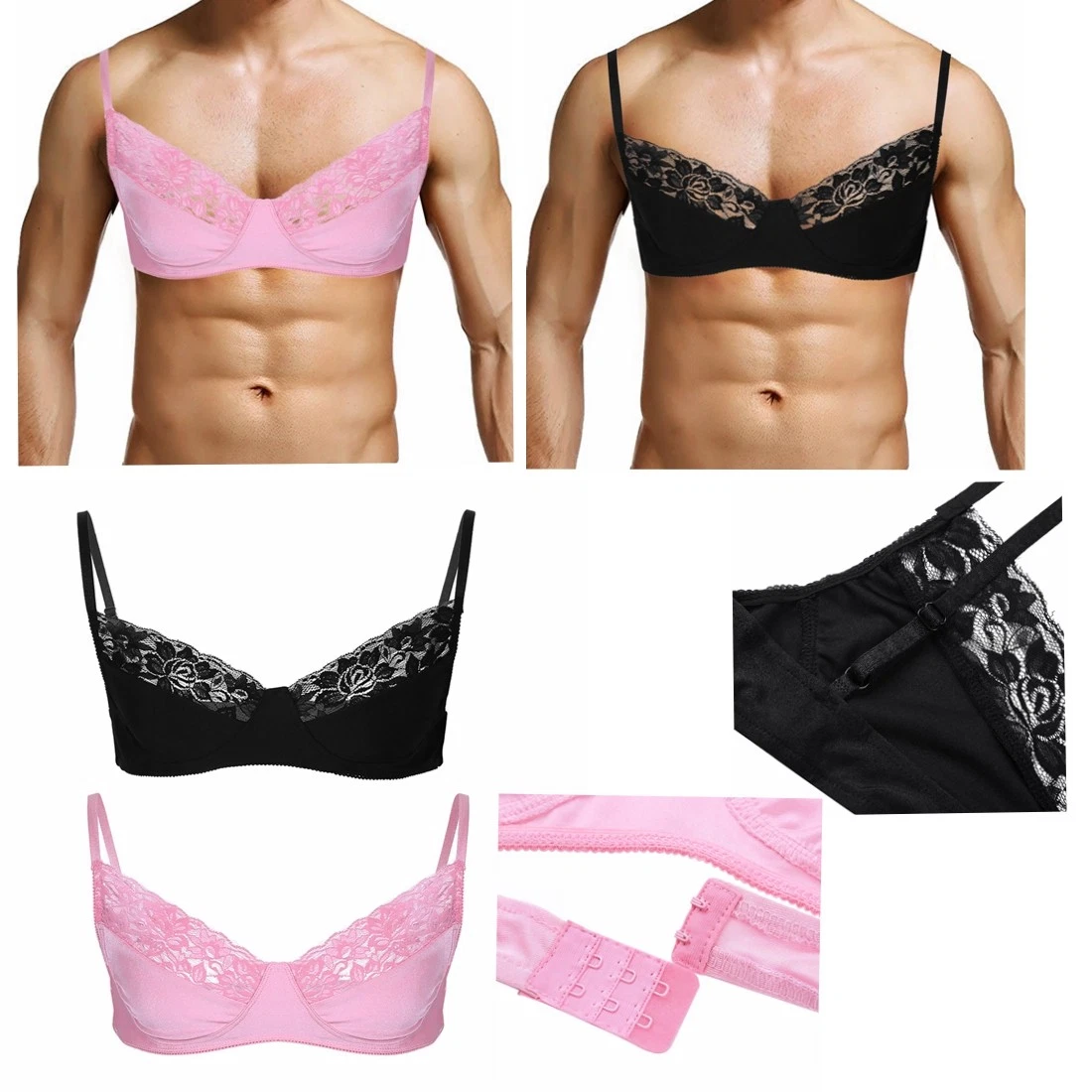 Lace Men's Training Bra Adult Sissy Cross Male Silky Bras ladyboy tops  underwear