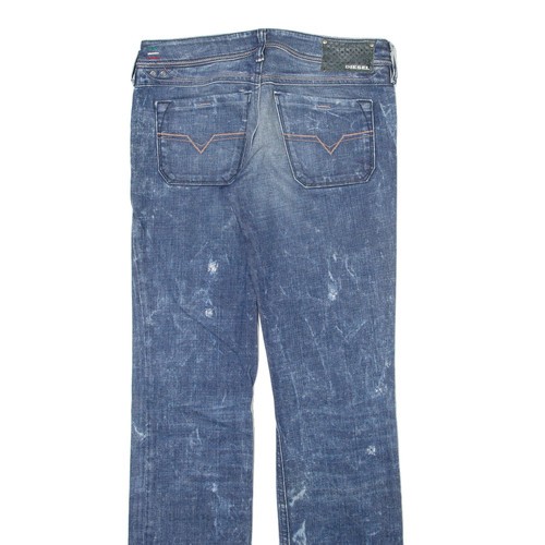 Pantalones de mezclilla para mujer DIESEL Distressed Lowky azules ajustados rectos lavado a la piedra W28 L32 - Imagen 4 de 6