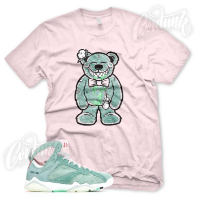 Pink TATTERED TEDDY T Shirt for J1 7 Hare 2.0 Sneaker Match DMP Turbo Green
