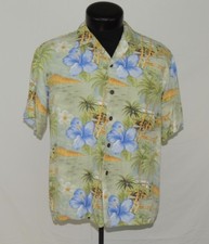 VTG Made Hawaii Hawaiian Shirt Fashion Place Rayon Hibiscus Palm Tropic M Aloha