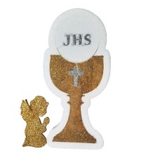 CALICE POLISTIROLO PRIMA COMUNIONE CON AGIOLETTO DECORAZIONE  CENTROTAVOLA FESTA