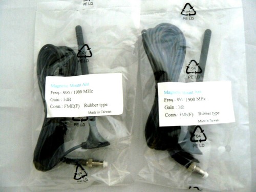 (Lot of 2) Dual Band Mini Magnetic Mount Antennas with 10ft FME Female Connector - Picture 1 of 4