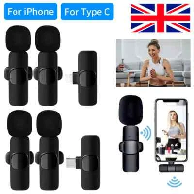 MEKING Mini Wireless Lavalier Microphone Mic Phone For iPhone Type C Recording Vlog UK