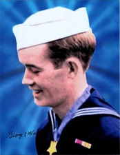 GEORGE WAHLEN MEDAL OF HONOR IWO JIMA WWII SIGNED 8x10 PHOTOGRAPH PSA/DNA MOH