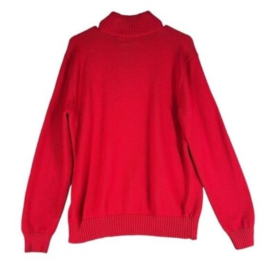 Polo Ralph Lauren Men's M Medium Red Knit 100% Cotton 1/2 Zip