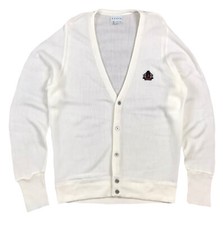 IZOD Men  s Preppy Style Vintage 1980  s Hand-Knit Off-White Button Down Cardigan