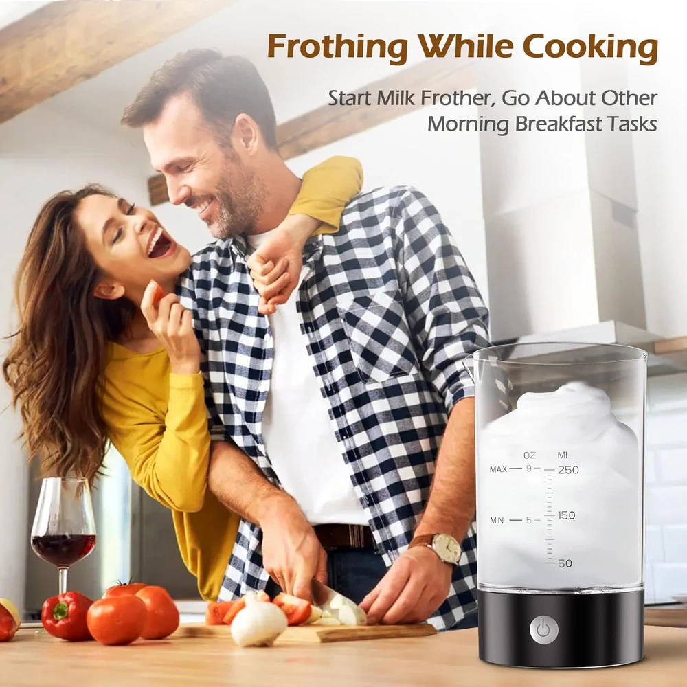 Milk Frother Handheld-Free - One-Button Battery Powered Milk Foamer - Electric F
