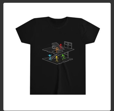 Set of 3 Alan Becker You Tuber Kids t shirts size small. Black, Red and Blue