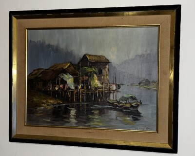 Original Vintage  David Paul Chun  Oil On Canvas Painting, Signed 