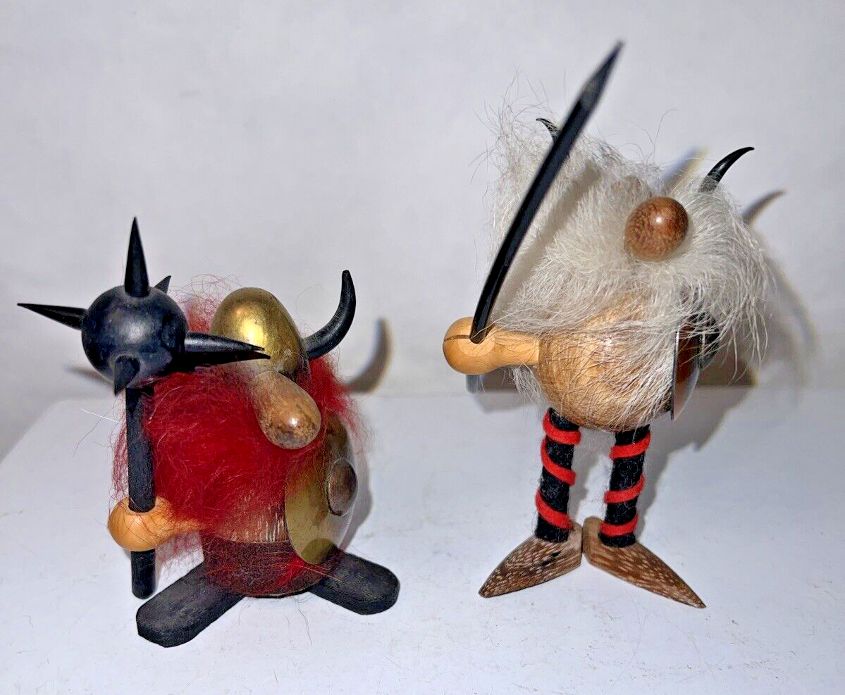 Viking Figurines x2 made in Spain vintage mid century Danish