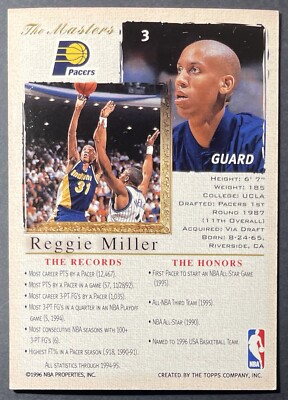 Reggie Miller 1995-96 Topps Gallery The Masters Players Private 