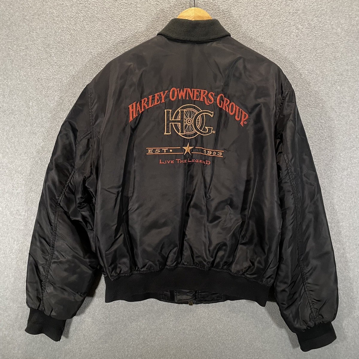 HARLEY DAVIDSON ( HOG ) フライトジャケット ボンバー Vtg Harley Davidson Harley Owners Group HOG Satin Bomber