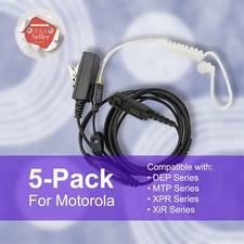 5x Acoustic Tube PTT Earpiece (2-Wire) for Motorola Radios XPR3300e XPR3500