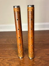 TWO Antique Industrial Textile FACTORY Mill WOOD Spools Spindles Thread Bobbins