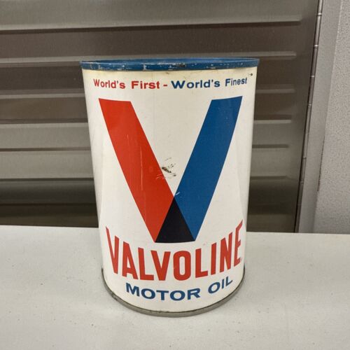 Bidone olio motore 1972 METALLO Valvoline *TUTTA LATTINA* prima al mondo, BELLE CONDIZIONI 2 - Foto 2 di 11