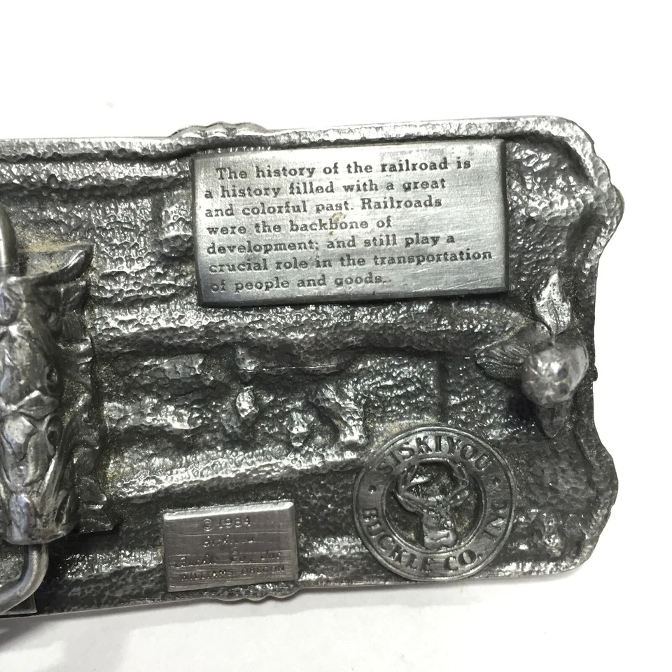 Cinturón para hombre Siskiyou marrón 42 cuero de colección '84 ferrocarril pesca nombre cinturón Jimmy Foto 2 de 4