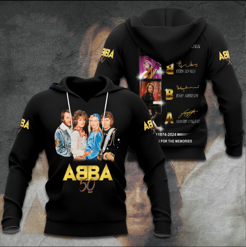 3D ABBA 50 Years 1974–2024 Thank You For The Memories Hoodie