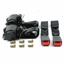 2x Retractable 3 Point Safety Seat Belt Straps Car Vehicle Adjustable Belt Kit