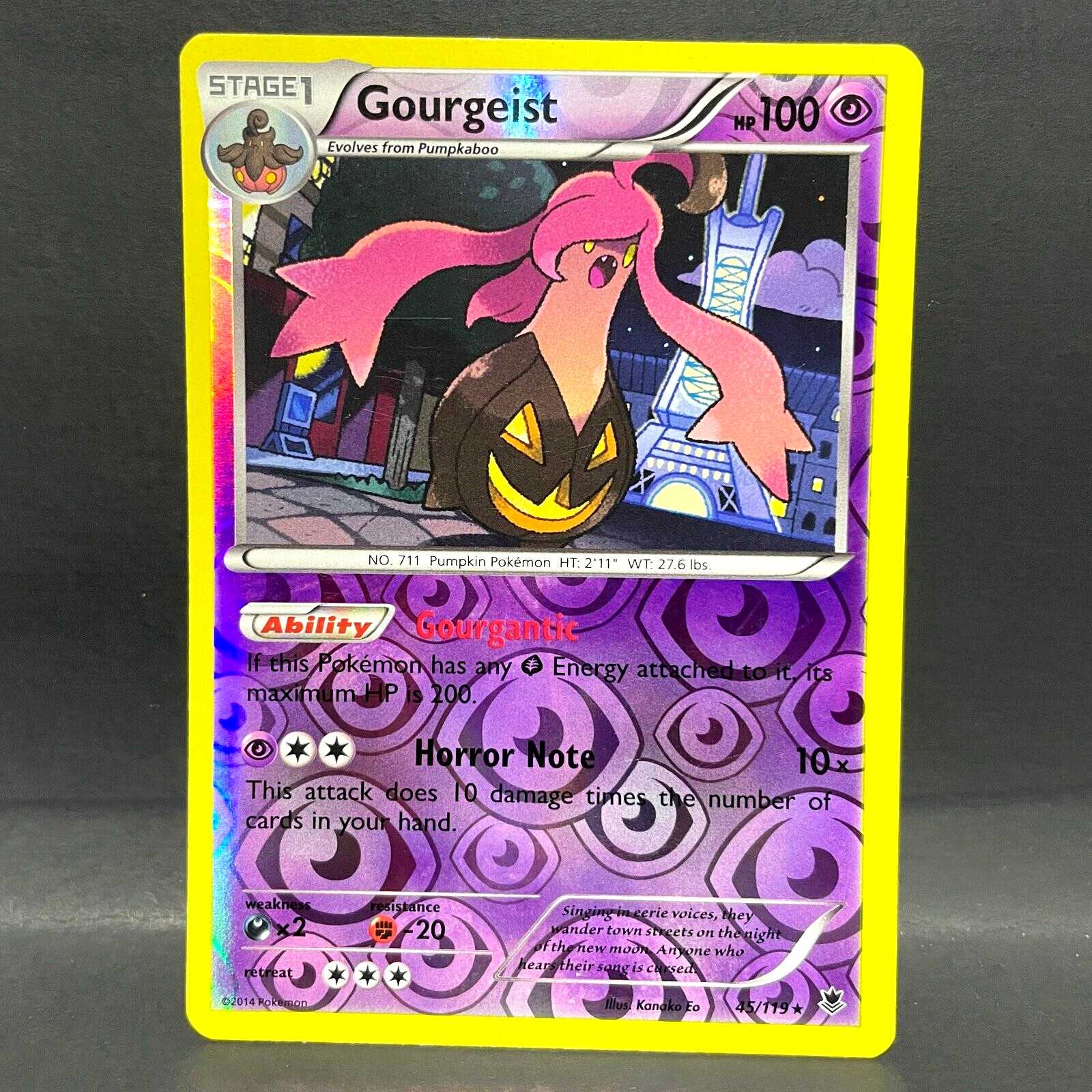 2014 POKEMON PHANTOM FORCES GOURGEIST 45/119 REVERSE HOLO (RARE)