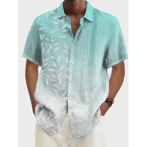 Men's Short Sleeve Button-Up Casual Cuban Guayabera Beach Wedding Dress Shirt - Picture 15 of 36