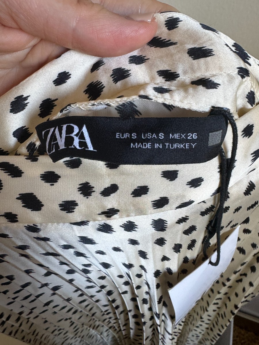 Zara Dots Dalmatian Pleated Skirt Size S Small NWT 9878/064/070