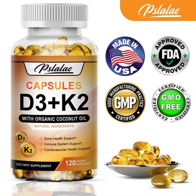 120pcs Vitamin D3 + K2  Capsules - High Quality, Immune Support Strong Bones
