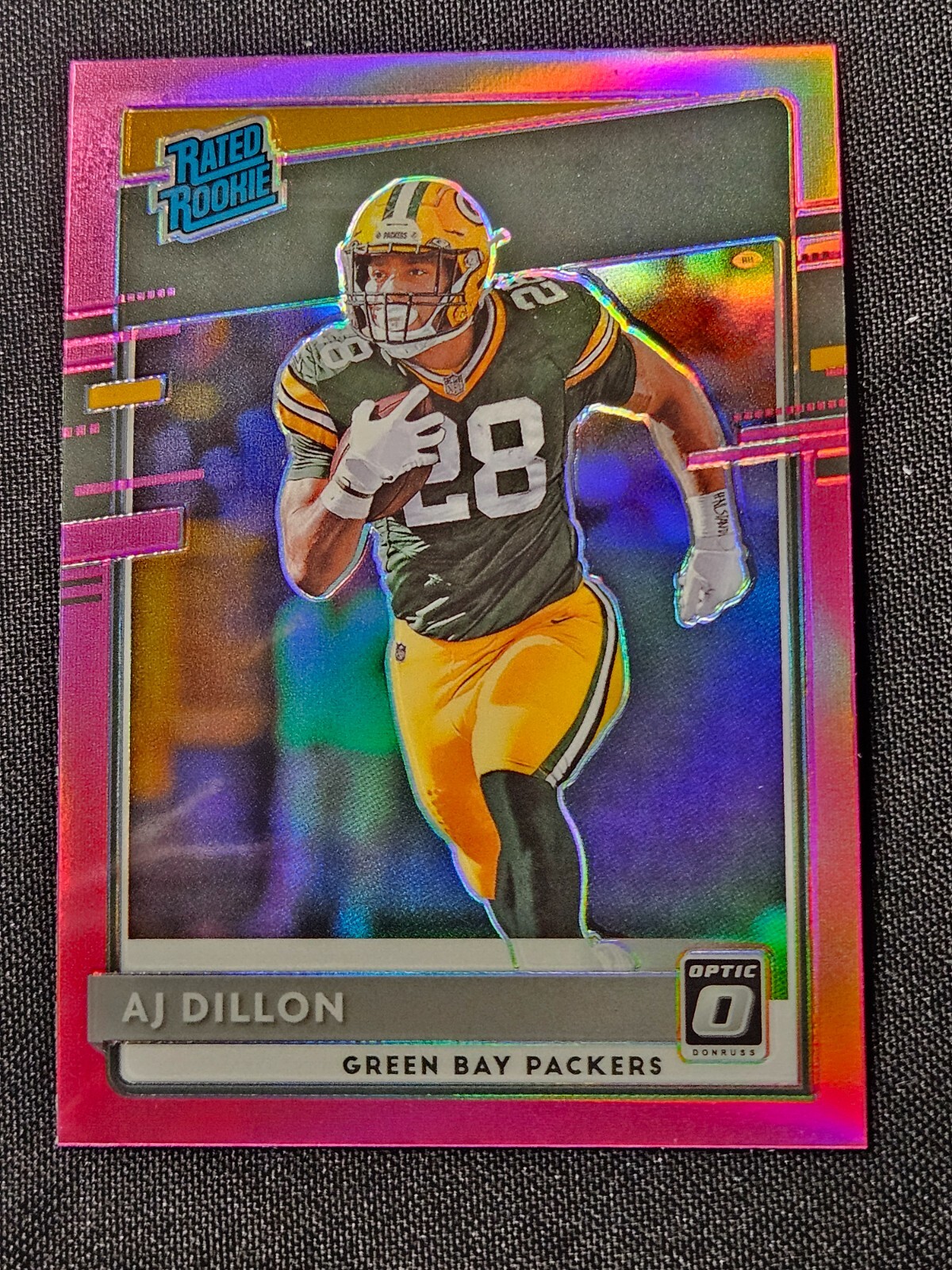 2020 Panini Donruss Optic - Rated Rookies AJ Dillon #174 Pink Prizm (RC)