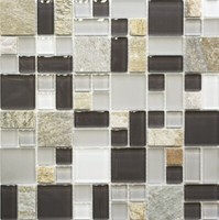 Mosaikfliese Transluzent Grau Braun Kombination Glasmosaik Crystal Stein Grau ..
