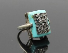 MARVELOUS VINTAGE HOWLITE MARCASITES ACCENT STERLING SILVER RING SIZE 7.75