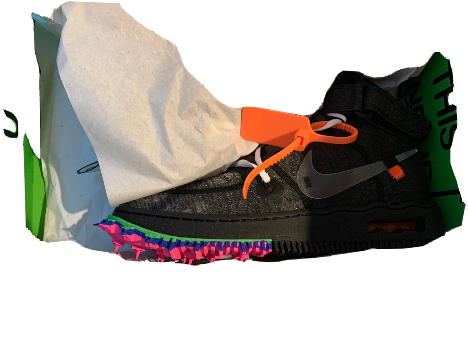 OFF WHITE X NIKE Nike x Off White Air Force 1 Mid nere e trasparenti UK 9