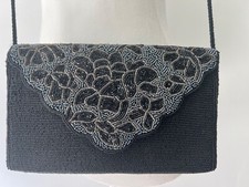Vintage Carol M Studio Black Beaded Evening Bag