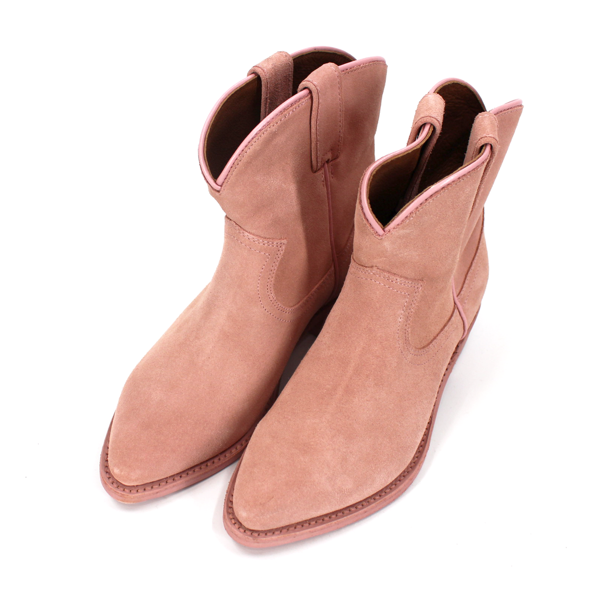 Frye Billy Short Western Boots Dusty Pink Suede Leather  display picture 1