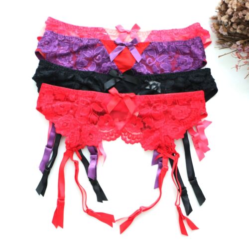 Women Sexy Garter Belt 4 Suspenders embroidery&Mesh Double Breasted S-M-L-XL - Photo 1/28
