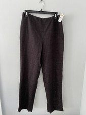 Talbots Stretch Dress Pants Womens Size 10 Black W/Brown Design Vintage