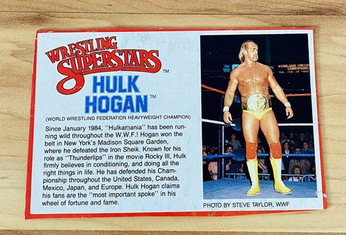 WWF LJN Hulk Hogan Rookie 1984 Wrestling Superstars Figurines Bio Card Rare