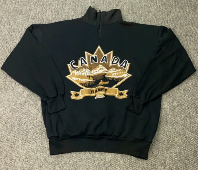 Canada Banff Mens Shirt Medium Black 1/4 Zip Mock Neck Long Sleeve D.N.S.