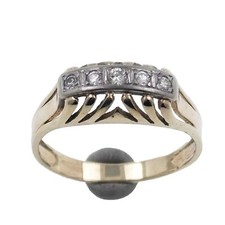 Vintage Ring 585 Gold 14 Kt Gelbgold Weißgold Diamant 0,15 Ct Brillant Wert 1190