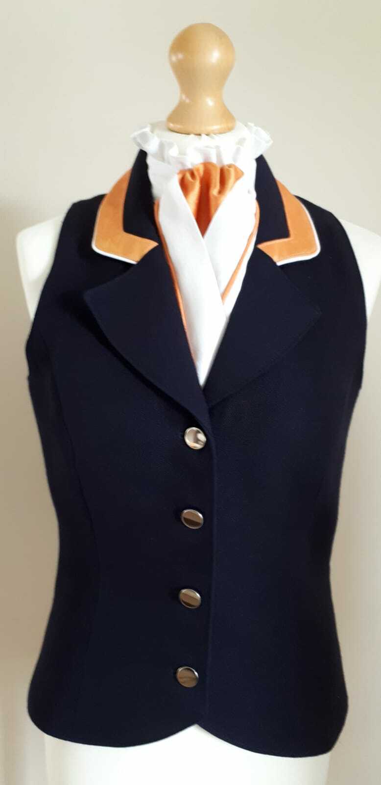 Details zu  Beautiful Hand Made Equestrian Dressage Waistcoat Navy Colour Collar 100% Wool Limitierte Auflage günstig