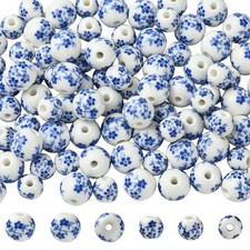 1 Box 100PCS 8MM 10MM Blue White Porcelain Beads Holes Chinese Ceramic Spacer