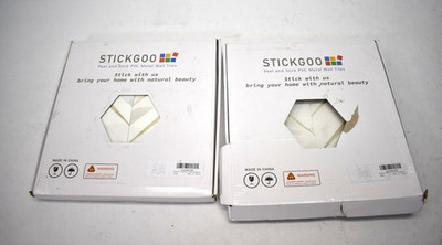 Stickgoo 15 Sheet Herringbone Tile Peel & Stick Backsplash White Marble Gold