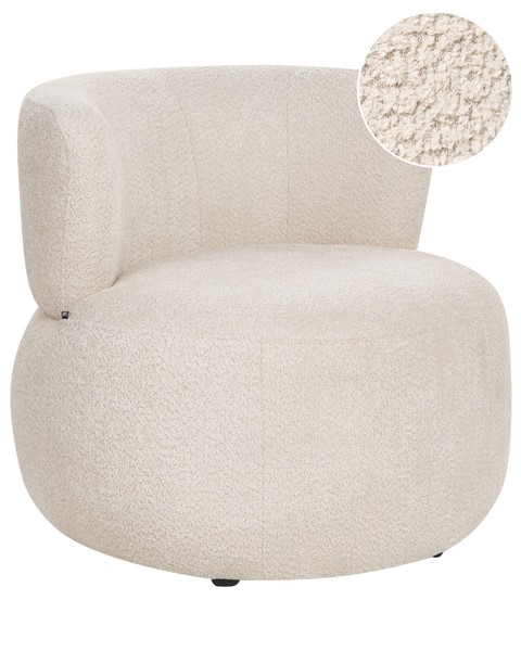 Sessel Chenille Hellbeige Gepolstert Mit Dickem Polster Ohne Armlehnen Niedrig M-image