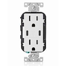 30W 6A USB Dual Type-C/C Power Delivery In-Wall Charger with 15A Tamper-Res...